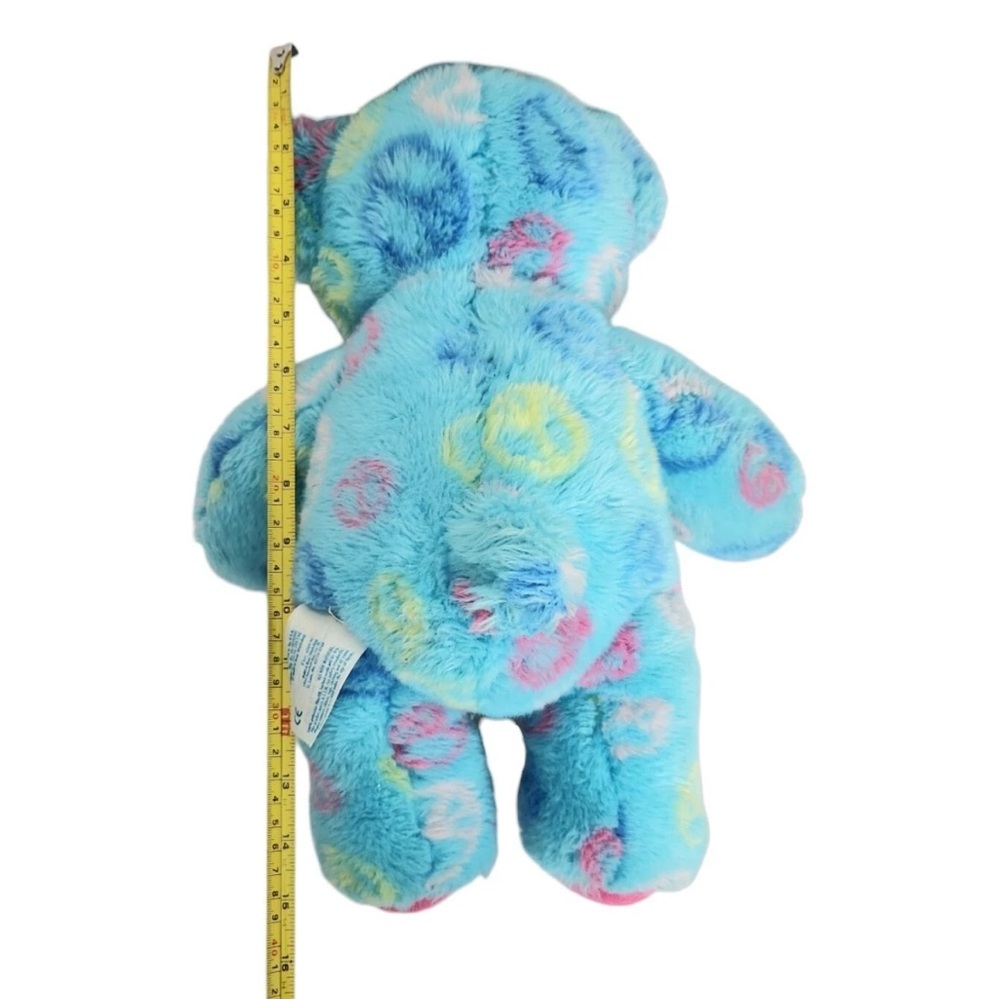 Build A Bear Workshop Peace Sign Teddy Bear Plush Stuffed Animal Blue Pink Paws - Picture 7 of 10